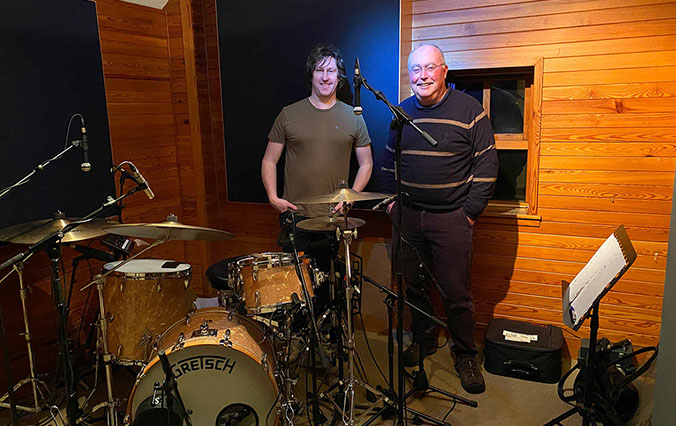 Ronald MacDonald in the recording studio recording Time Stands Still new album on Skye