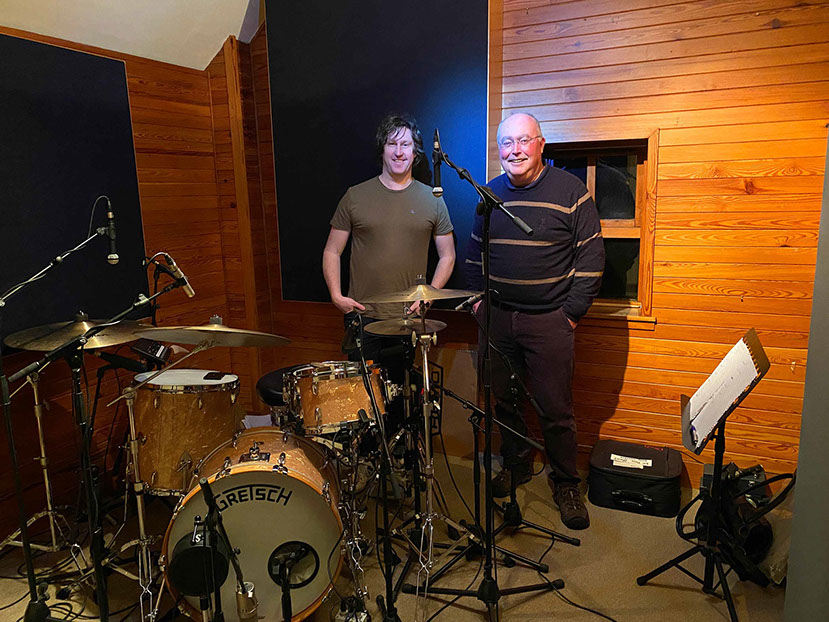 Ronald MacDonald in the recording studio recording Time Stands Still new album on Skye